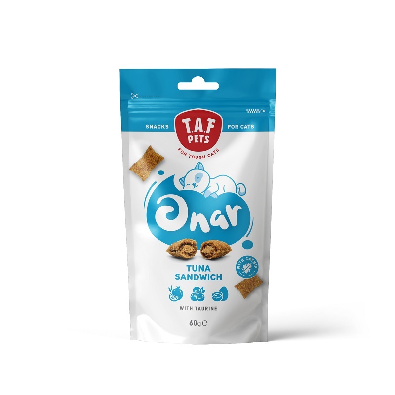  عکس تشویقی گربه اونار تاف پتز با طعم ساندویچ تن ماهی T.A.F. Pets Onar Tuna Sandwich وزن 60 گرم 