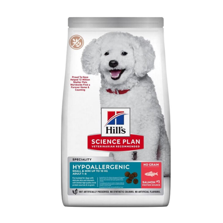 تصویر غذای خشک سگ نژاد کوچک هیلز با طعم سالمون Hills Adult Dog Food With Salmon وزن 1.5 کیلوگرم