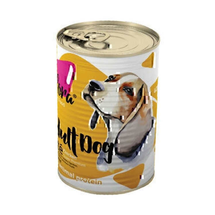 عکس محتویات و بافت کنسرو غذای سگ فیفورا با طعم مرغ Fifora Medium Adult Pate Premium with Chicken وزن 400 گرم