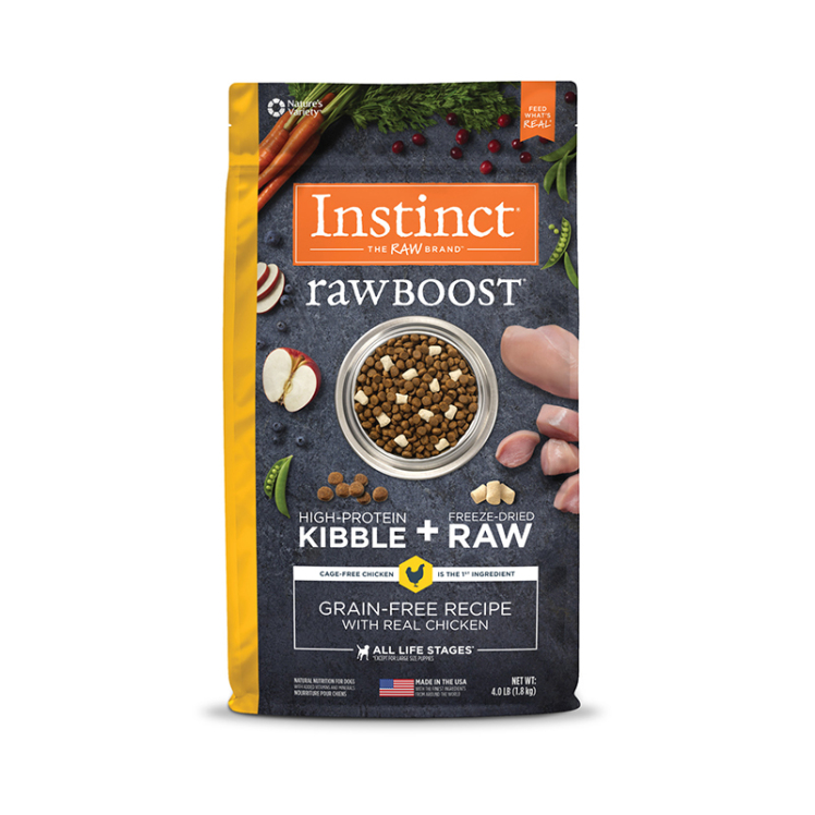 تصویر غذای خشک سگ اینستینکت با طعم مرغ Instinct Raw Boost With Real Chicken وزن 1.8 کیلوگرم از نمای رو به رو