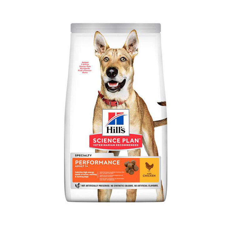 تصویر غذای خشک سگ بالغ نژاد متوسط هیلز برای عملکرد بهتر با طعم مرغ Hills Performance Dog Food With Chicken وزن 14 کیلوگر