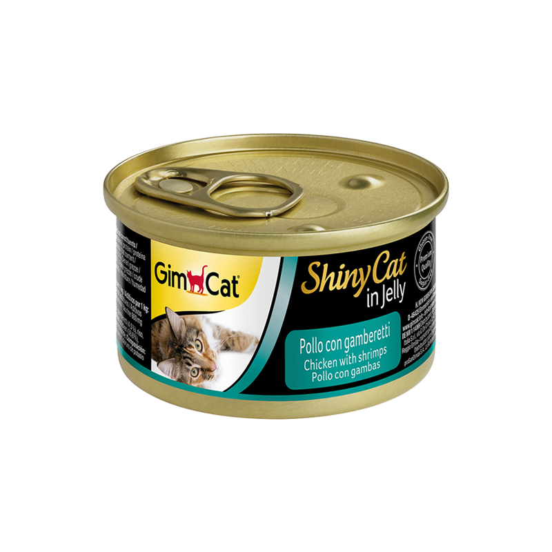 کنسرو غذای گربه جیم‌ کت با طعم مرغ و میگو GimCat Chicken & Shrimps وزن 70 گرم 