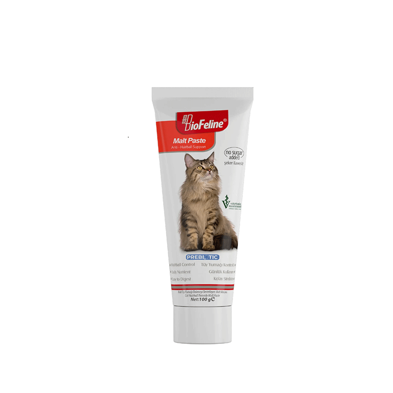  تصویر محتویات خمیر مالت گربه بیوفلاین BioFeline Anti Hairball Malt Paste وزن 100 گرم 