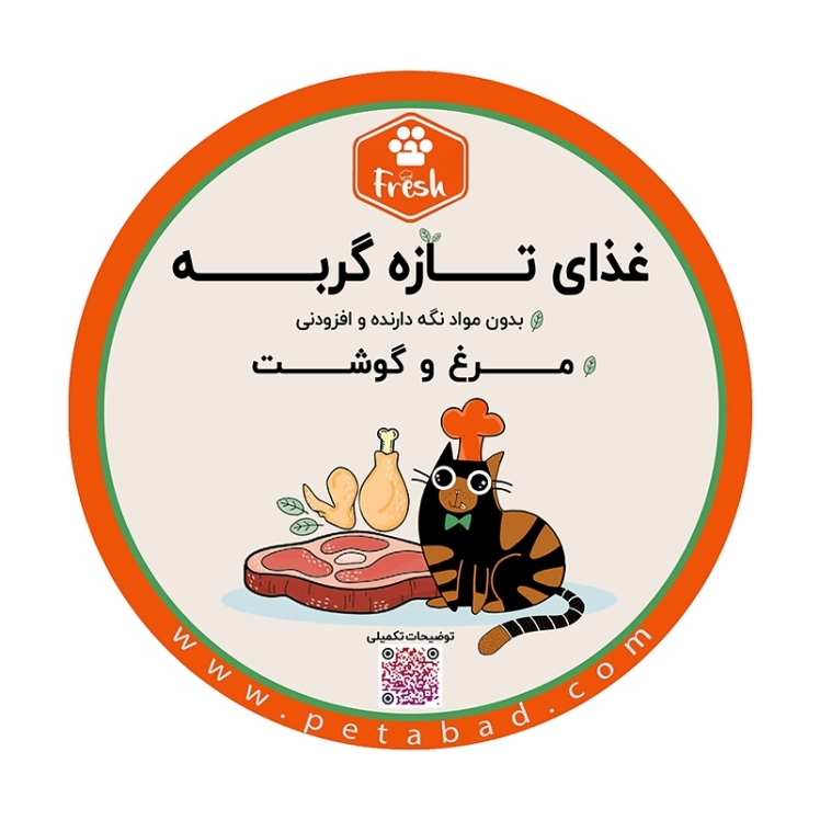 غذای تازه گربه پت آباد Fresh مدل مرغ و گوشت وزن 250 گرم بسته بندی