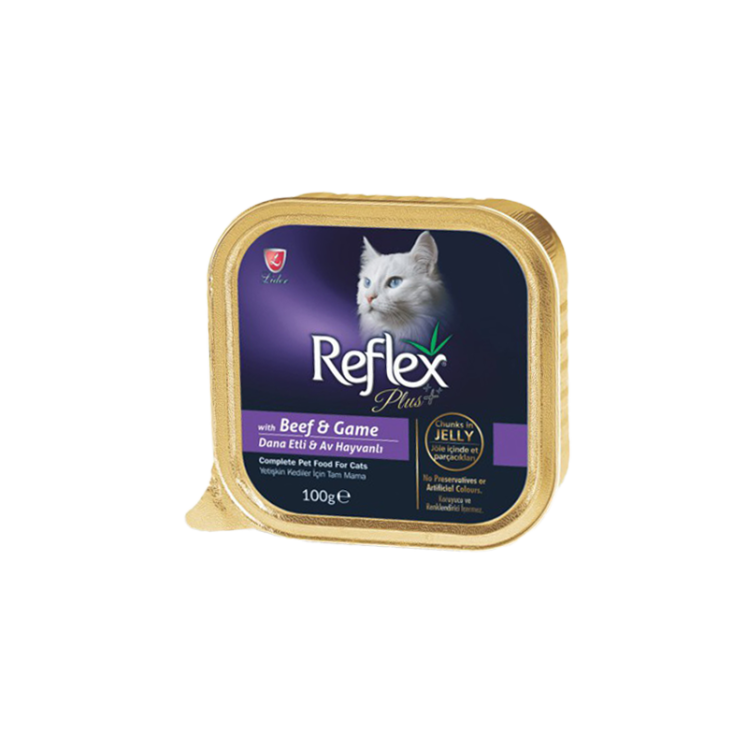 غذای کاسه‌ ای گربه بیف رفلکس پلاس Reflex Plus Beef & Game وزن 100 گرم 