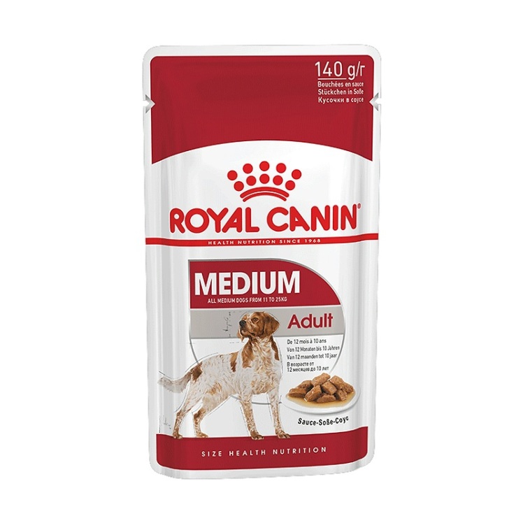 تصویر نمونه پوچ سگ بالغ نژاد متوسط رویال کنین Royal Canin Medium Adult وزن 140 گرم