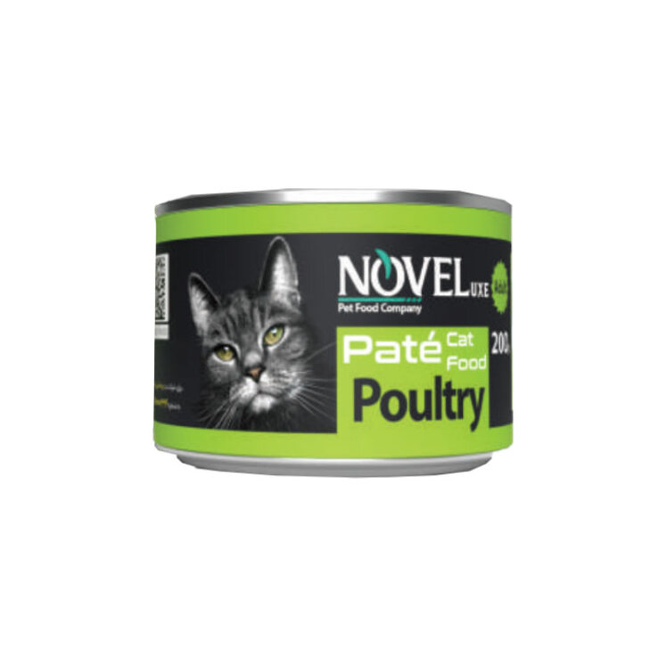 عکس کنسرو غذای گربه نوول با طعم گوشت پرندگان Novel Pate With Poultry وزن 200 گرم از نمای رو به رو