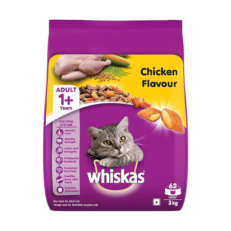  تصویر غذای خشک گربه ویسکاس با طعم مرغ Whiskas Cat Food With Chicken وزن 3 کیلوگرم 