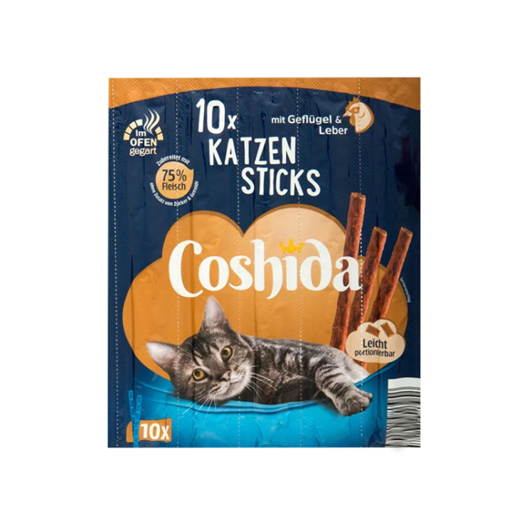 تشویقی مدادی گربه کوشیدا با طعم مرغ و جگر Cooshida Cat Stick Pourltry & Liver بسته 5 عددی 