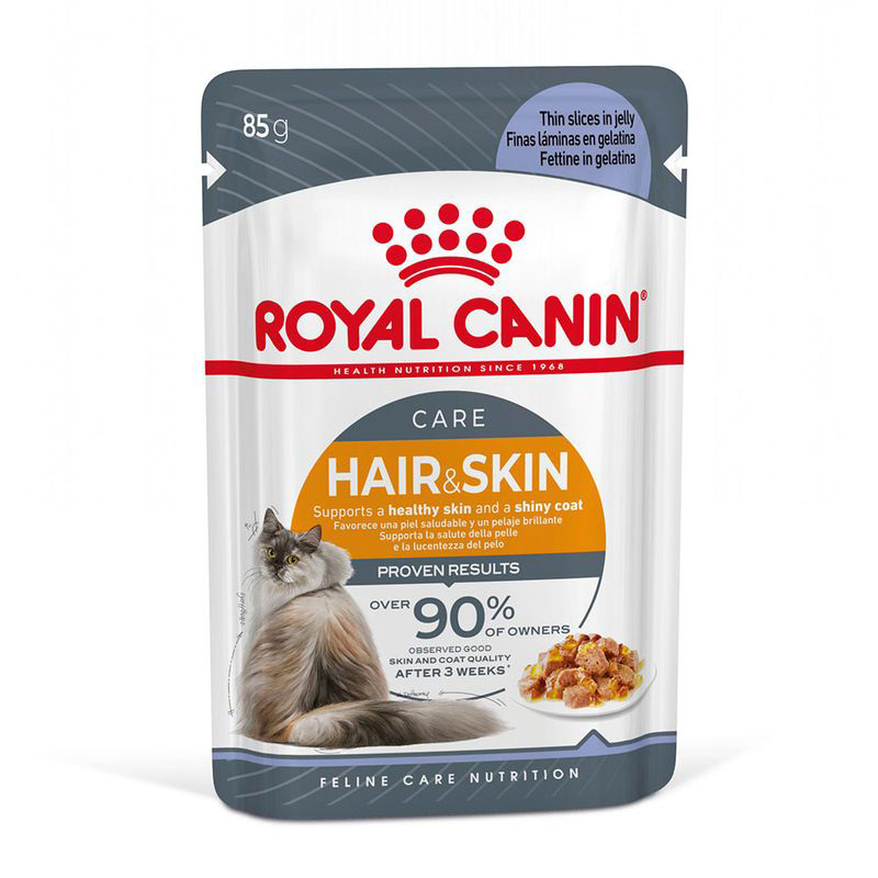  تصویر پوچ گربه رویال کنین مناسب پوست و مو در ژله Royal Canin Intense Beauty in Jelly وزن 85 گرم 