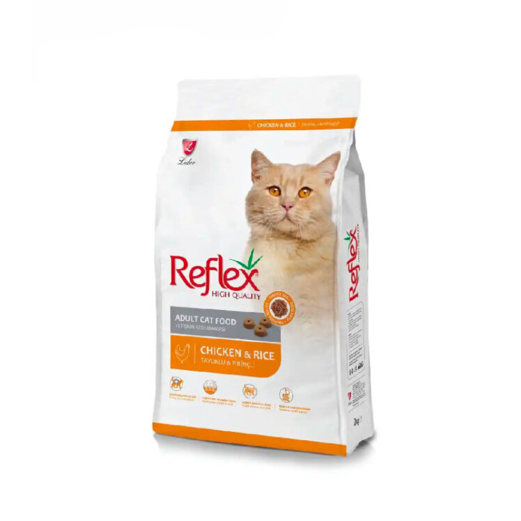 تصویر غذای خشک گربه بالغ با طعم مرغ و برنج رفلکس Reflex Adult With Chicken & Rice وزن 3 کیلوگرم
