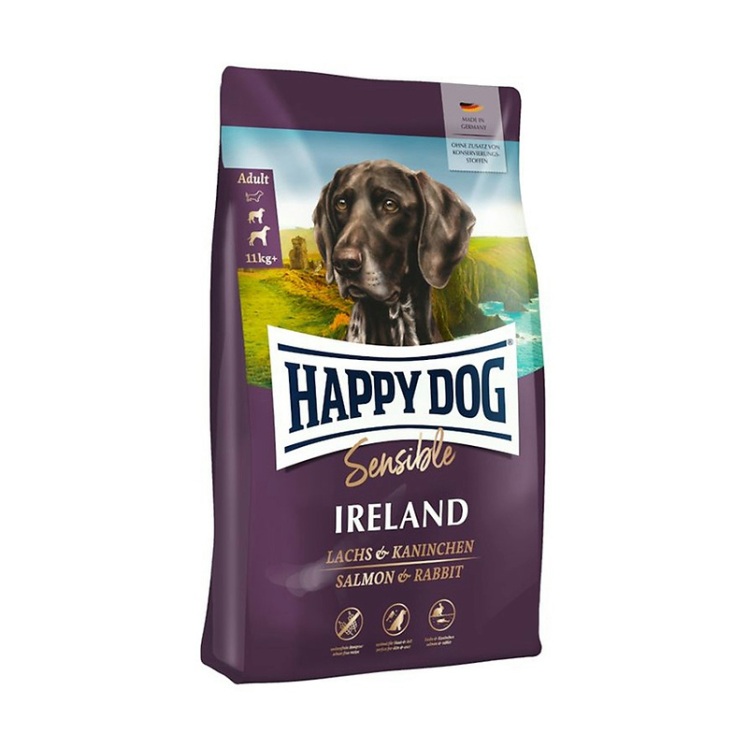 تصویر محتویات غذای خشک سوپر پرمیوم سگ بالغ هپی داگ Happy Dog Sensible Ireland وزن 4 کیلوگرم