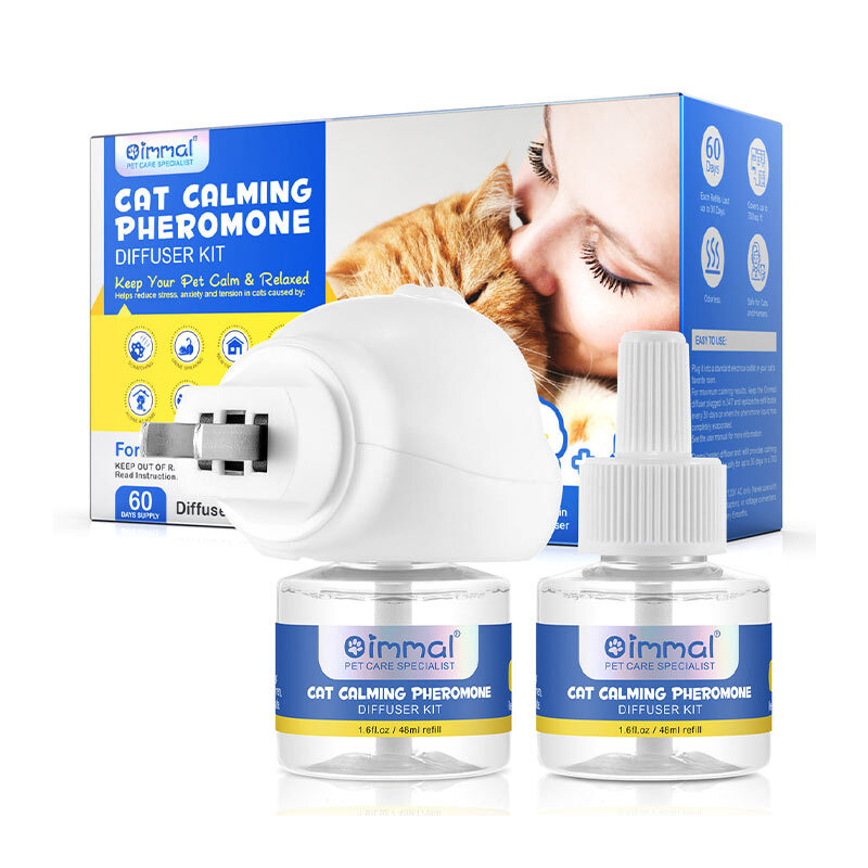  عکس کیت و محلول پخش کننده فرومون آرام بخش گربه اویمال Oimmal Cat Calming Pheromone Diffuser Kit بسته دو عددی 