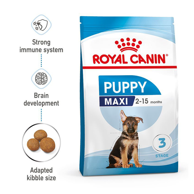 تصویر توضیحات غذای خشک توله سگ رویال کنین Royal Canin Maxi Puppy وزن 15 کیلوگرم 