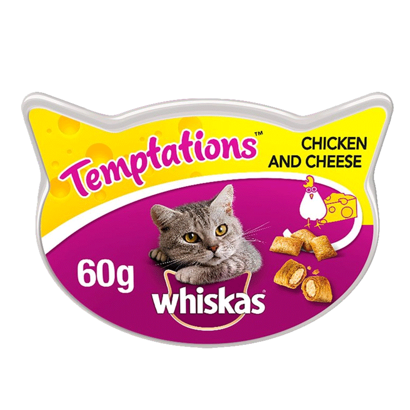 تصویر تشویقی گربه ویسکاس مدل Temptation Chicken & Cheese وزن 60 گرم 