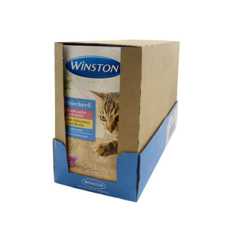  تصویر بستنی گربه با طعم مرغ و سالمون وینستون Winston Chicken & salmon Pack کارتن 11 بسته ای 