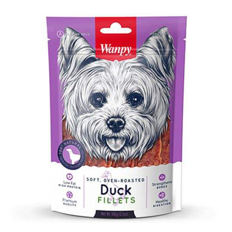 عکس بسته بندی تشویقی سگ ونپی مدل Duck Filets وزن 100 گرم
