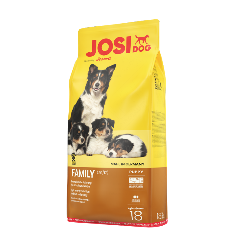  عکس بسته بندی غذای خشک سگ جوسرا مدل Josidog Family وزن 18 کیلوگرم 