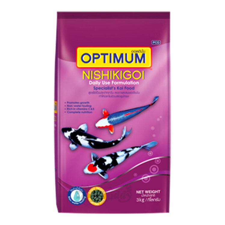 عکس بسته بندی غذای ماهی نی شیکی گوی اپتیمم Optimum Nishikigoi وزن 3 کیلوگرم