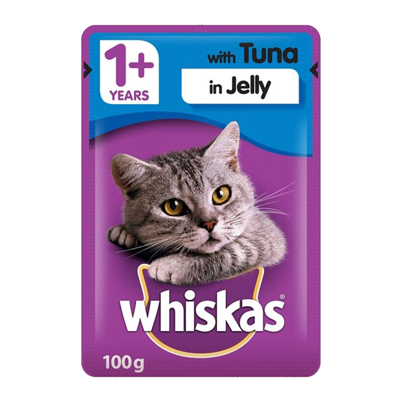  عکس بسته بندی پوچ گربه ویسکاس مدل Tuna in Jelly وزن 100 گرم 