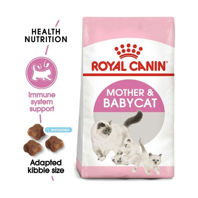 عکس همراه جزییات تبلیغاتی غذای خشک مادر و بچه گربه رویال کنین Royal Canin Mother & Babycat وزن 4 کیلوگرم