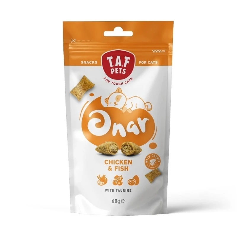  عکس تشویقی گربه اونار تاف پتز با طعم مرغ و ماهی T.A.F. Pets Onar Chicken & Fish وزن 60 گرم 