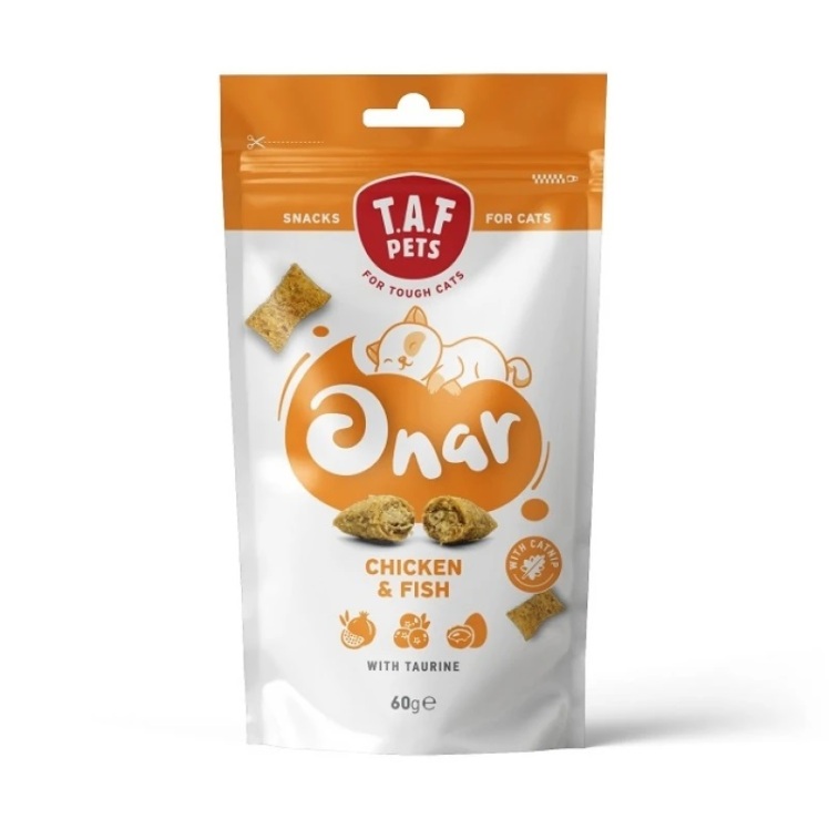 عکس تشویقی گربه اونار تاف پتز با طعم مرغ و ماهی T.A.F. Pets Onar Chicken & Fish وزن 60 گرم