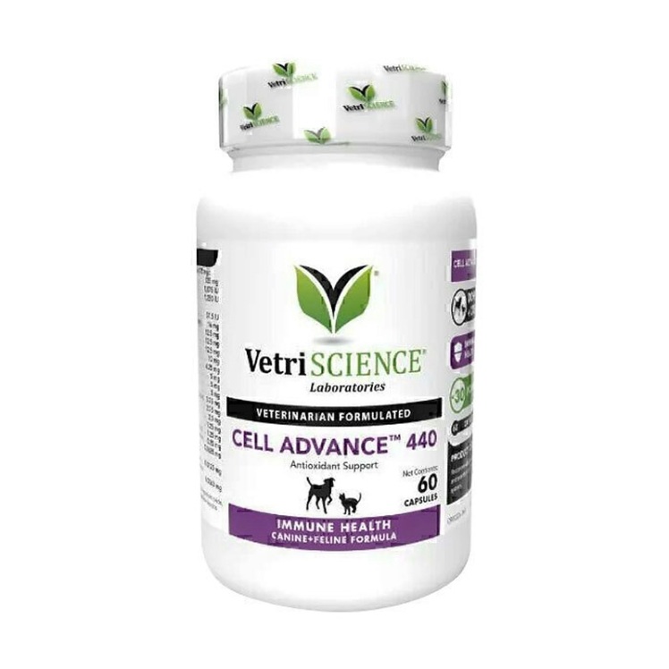 عکس بسته بندی قرص تقویت کننده سیستم ایمنی سگ و گربه وتری ساینس VetriScience Cell Advance Tablet بسته 60 عددی از پهلو