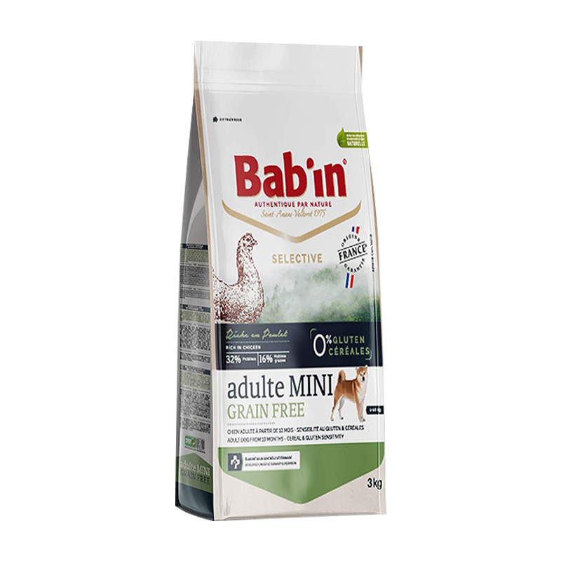  غذای خشک سگ بابین Babin Mini Adult Grain Free وزن 3 کیلوگرم 
