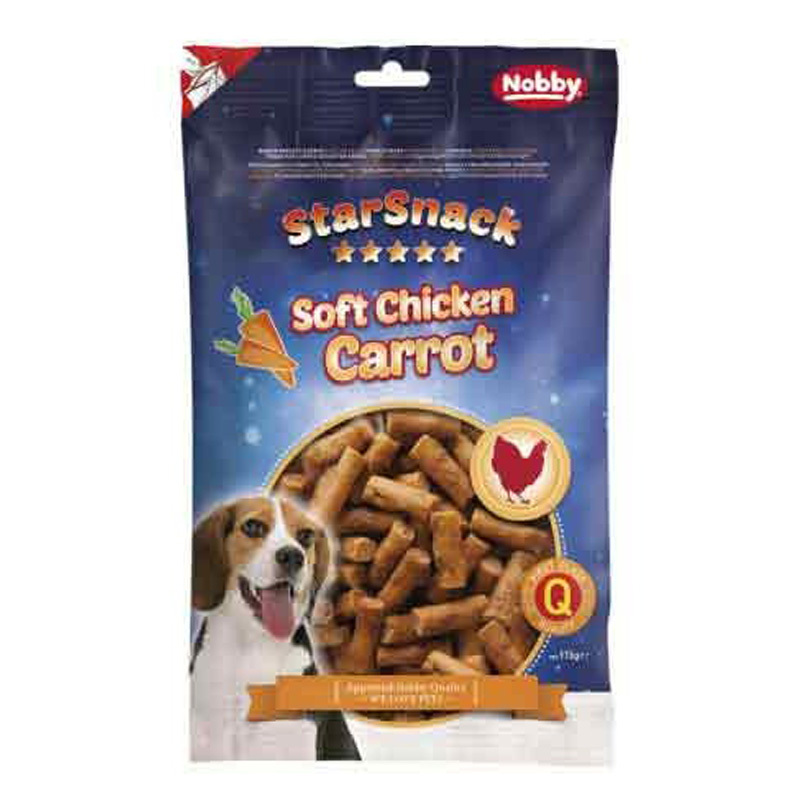  عکس بسته بندی تشويقی سگ نرم نوبی مدل Soft Chicken Carrot وزن 113 گرم 