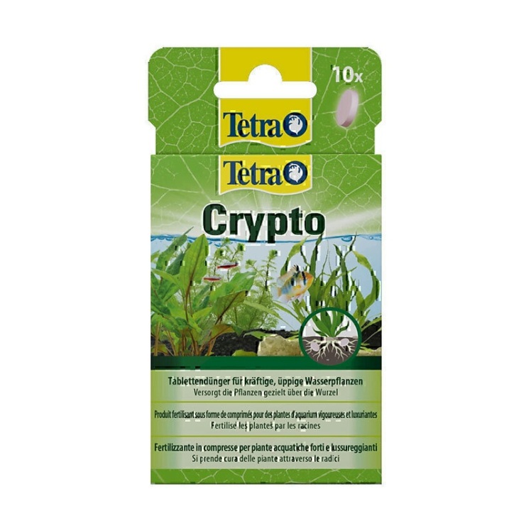 عکس بسته بندی کود گیاهی قرصی تترا Tetra Crypto بسته 10 عددی از پشت