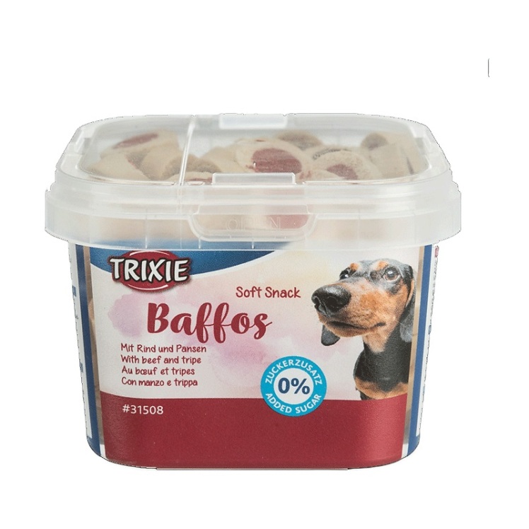 تصویر محتویات تشویقی سگ تریکسی با طعم گوشت و سیرابی Trixie Baffos وزن 140 گرم