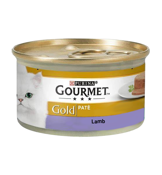 عکس بسته بندی کنسرو غذای گربه گورمت مدل Gold Lamb وزن ۸۵ گرم