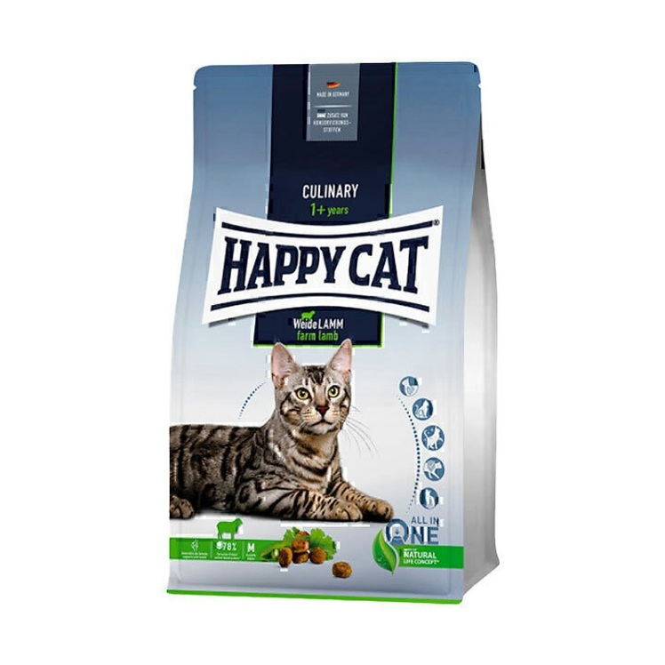 تصویر ویژگی های غذای خشک گربه هپی کت با طعم بره HappyCat Culinary Farm Lamb وزن 4 کیلوگرم