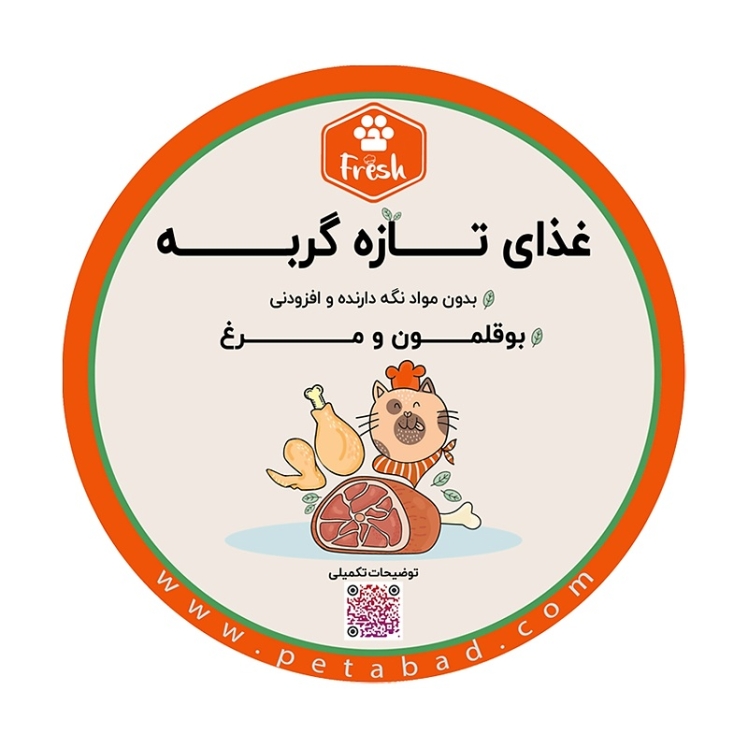 غذای تازه گربه پت آباد Fresh مدل بوقلمون و مرغ وزن 250 گرم بسته بندی