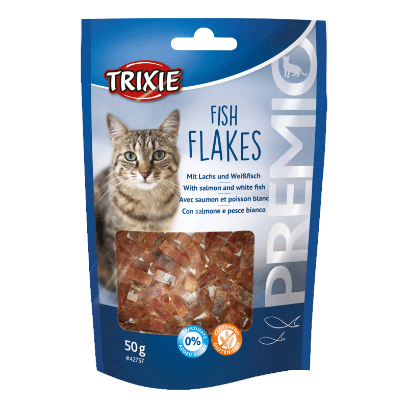  تصویر تشویقی گربه تریکسی مدل Fish Flakes با طعم ماهی سالمون و ماهی سفید وزن 50 گرم 