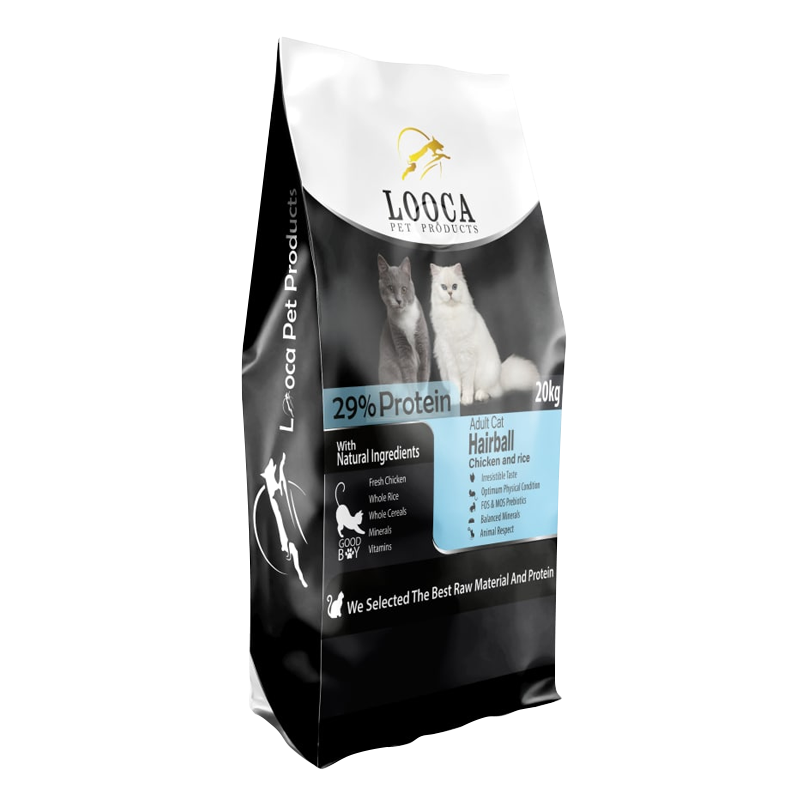  عکس روی بسته بندی غذای خشک گربه لوکا مدل Hairball وزن 2 کیلوگرم 
