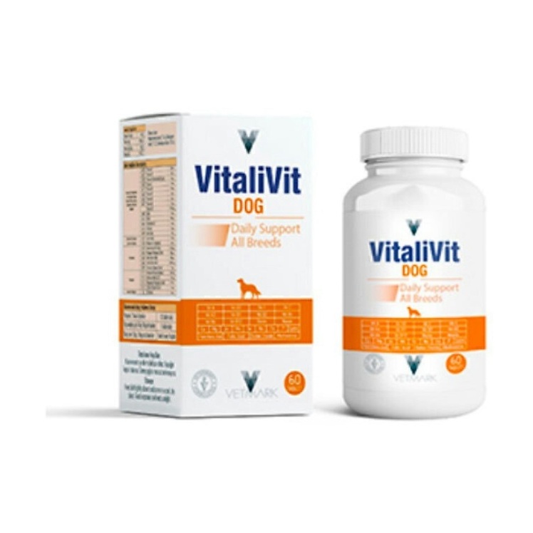 عکس ویژگی های قرص مولتی ویتامین سگ وتمارک Vetmark Dog VitaliVit Tablet بسته 60 عددی