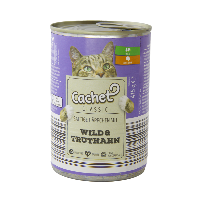  کنسرو غذای گربه کچت با طعم گوشت شکار و بوقلمون Cachet Game & Turkey وزن 415 گرم 