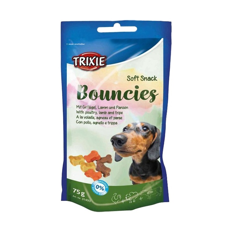 عکس دانه تشویقی سگ تریکسی با طعم مرغ و بره و تربچه Trixie Bouncies Poultry & Lamb & Radish وزن 75 گرم