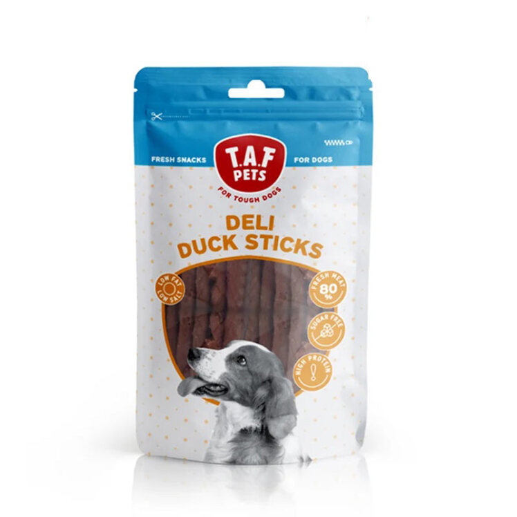عکس تشویقی مدادی سگ تاف پتز با طعم گوشت اردک T.A.F. Pets Deli Duck Sticks وزن 75 گرم