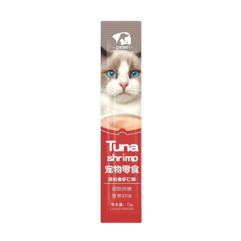  تصویر بستنی گربه با طعم ماهی تن و میگو پین Peien Tuna & Shrimp وزن 10 گرم 