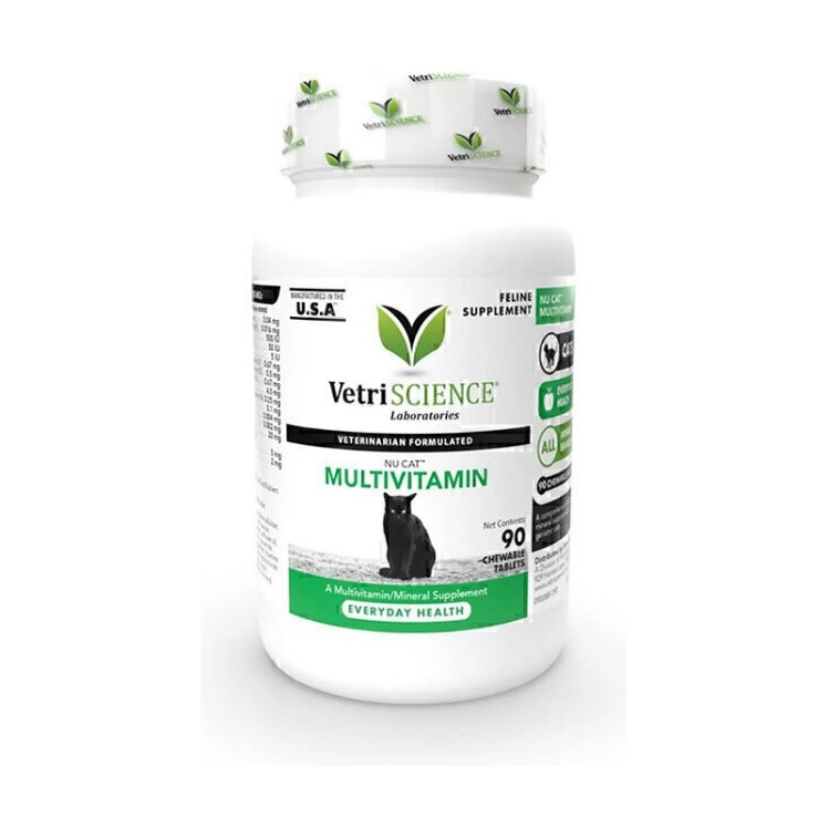 عکس بسته بندی قرص مولتی ویتامین گربه وتری ساینس VetriScience Multivitamin For Cat Tablet بسته 90 عددی از پهلو