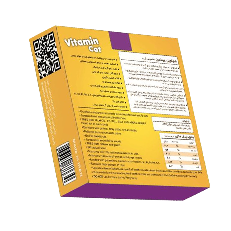  عکس پشت بسته بندی تشویقی گربه بنجی مدل ChocoBen Vitamin بسته 50 عددی 