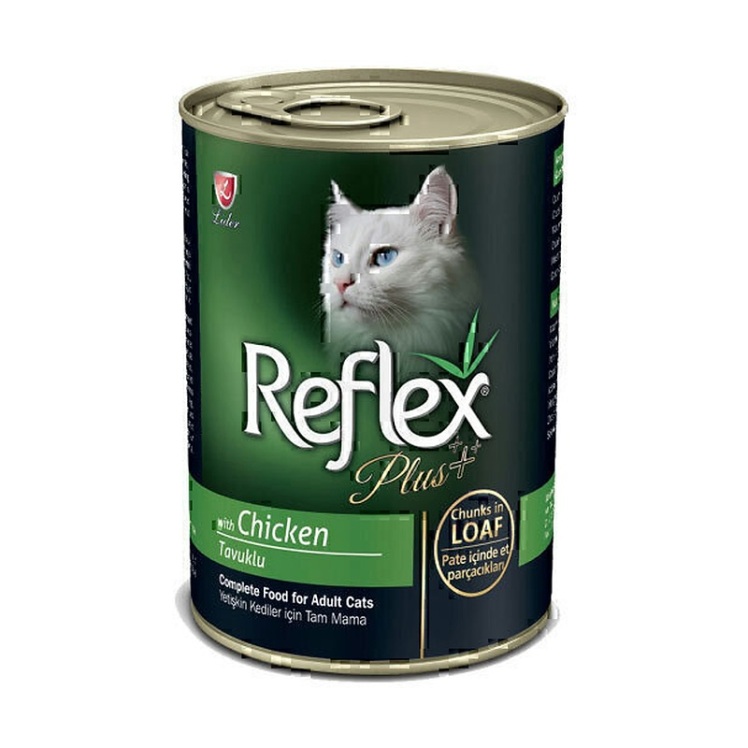 کنسرو غذای گربه با طعم مرغ رفلکس پلاس Reflex Plus Chicken Chunk in Loaf وزن 400 گرم