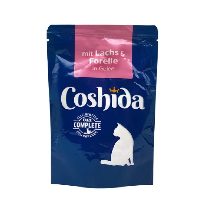 تصویر پوچ گربه کوشیدا مدل Salmon & Trout in Jelly وزن 100 گرم