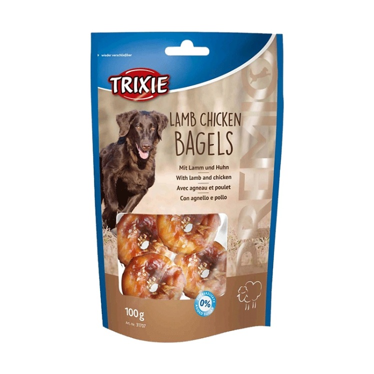تصویر محتویات تشویقی سگ تریکسی با طعم بره و مرغ Trixie Lamb Chicken Bagels وزن 100 گرم