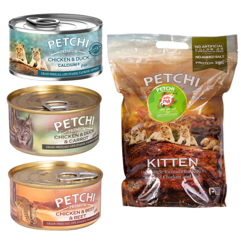  عکس باندل بسته غذای بچه گربه پتچی مدل Petchi Kitten Pack مجموعه 4 عددی 