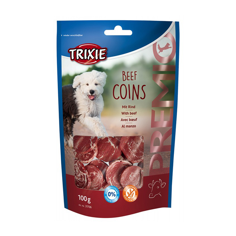  تصویر تشویقی سکه ای سگ تریکسی طعم گوساله Trixie Beef Coins وزن 100 گرم 