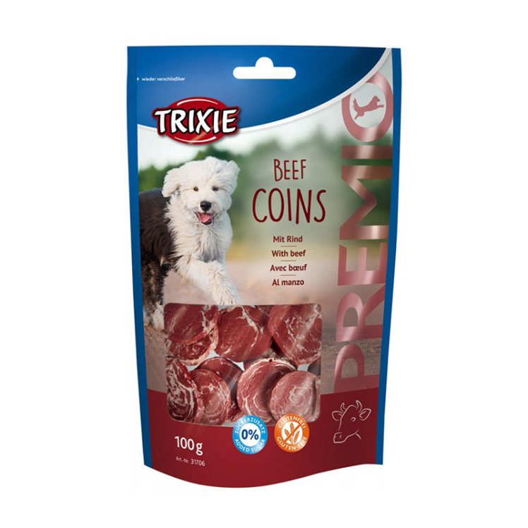 تصویر تشویقی سکه ای سگ تریکسی طعم گوساله Trixie Beef Coins وزن 100 گرم